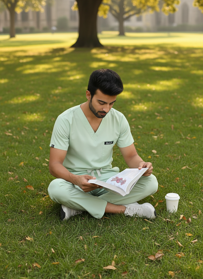 بدلة طبية أساسية - (لون اليشم) (رجالي)