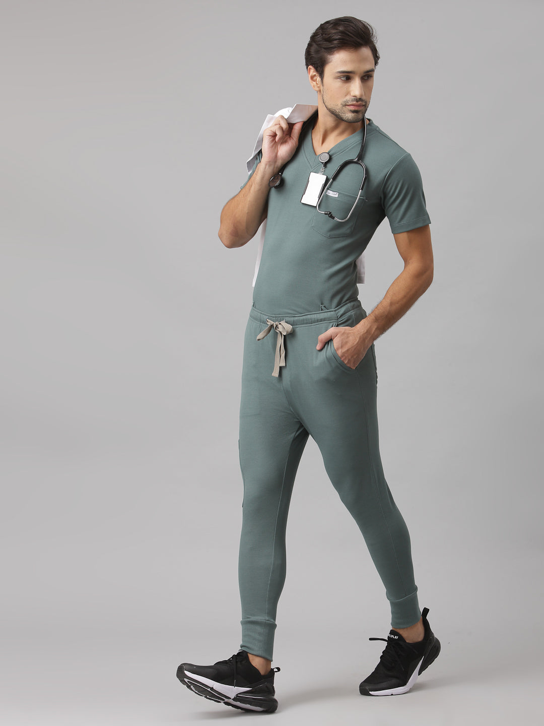 MedFa Dri-Fit Jogger Scrubs Suit-(Mens) (Hydro Green)