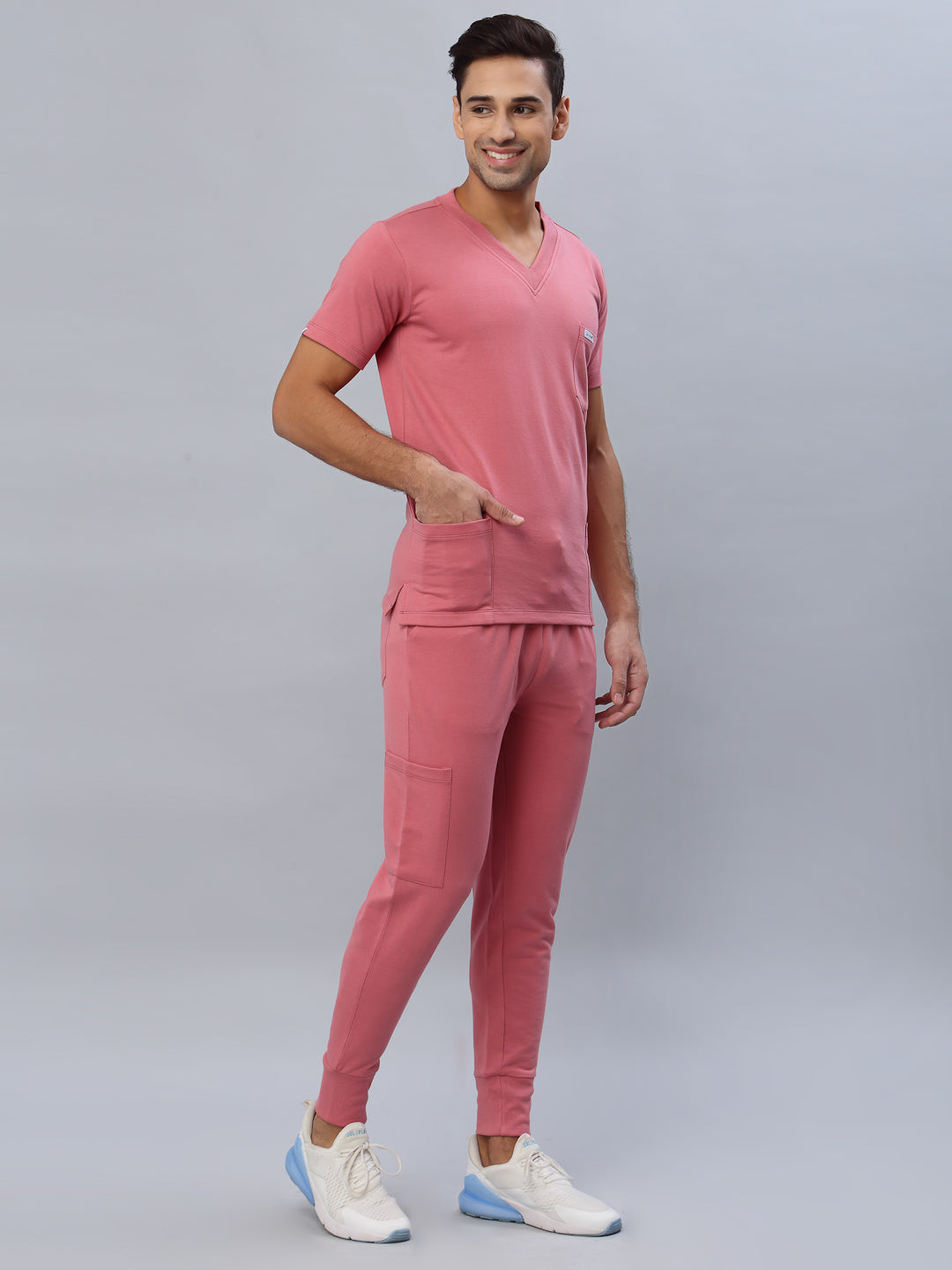MedFa Dri-Fit Jogger Scrubs Suit-(Mens) (Mauve Pink)
