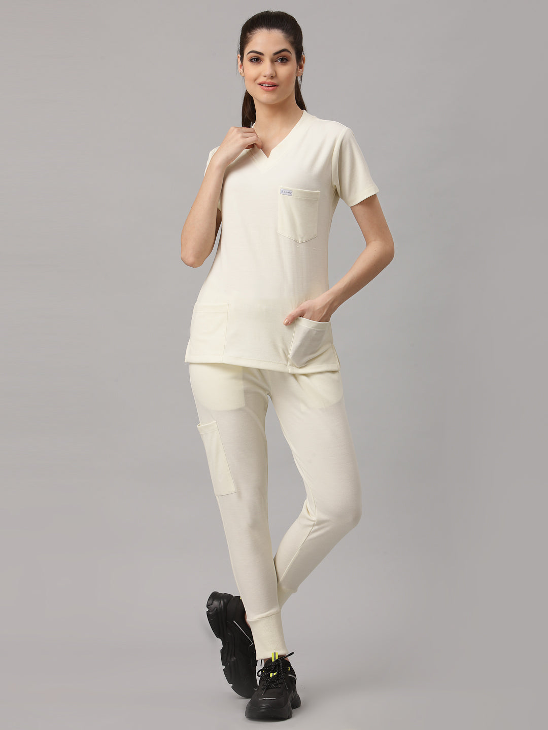 MedFa Dri-Fit Jogger Scrubs Suit-(Womens) (Stone)