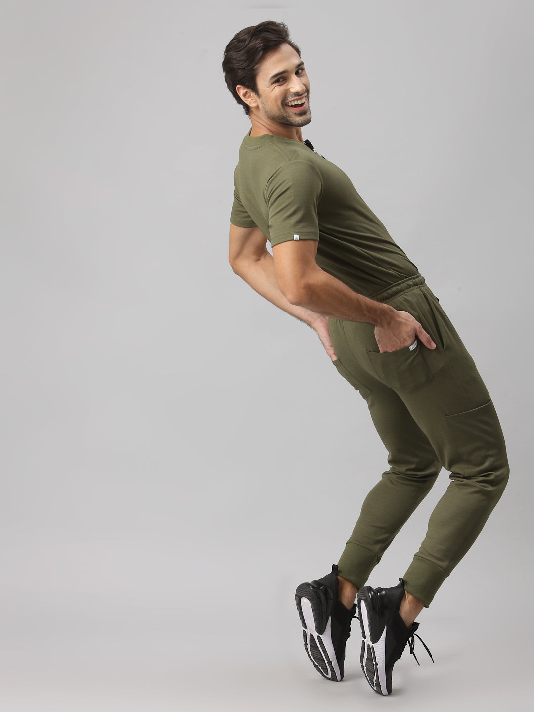 MedFa Dri-Fit Jogger Scrubs Suit-(Mens) (Olive)