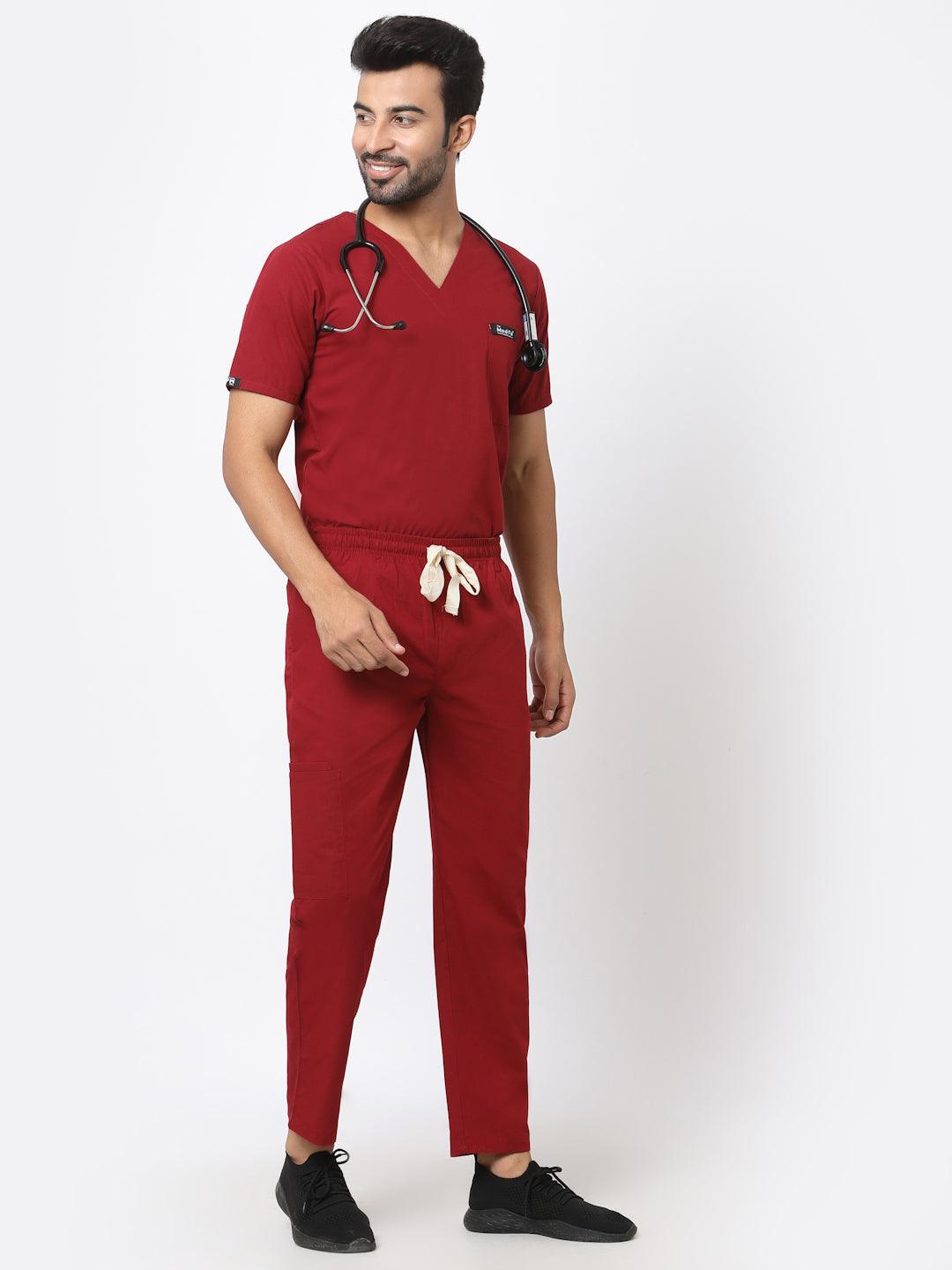 Essentail Scrub - (Burgundy) (Men's) - TheMedfa
