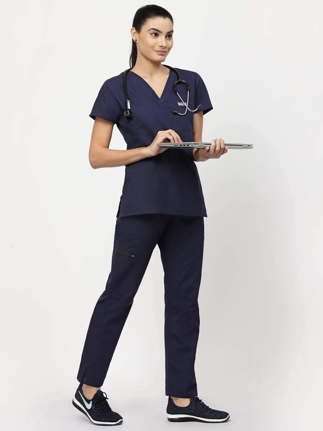 Classic Straight Pant Scrub - (Navy Blue) (Women's) - TheMedfa