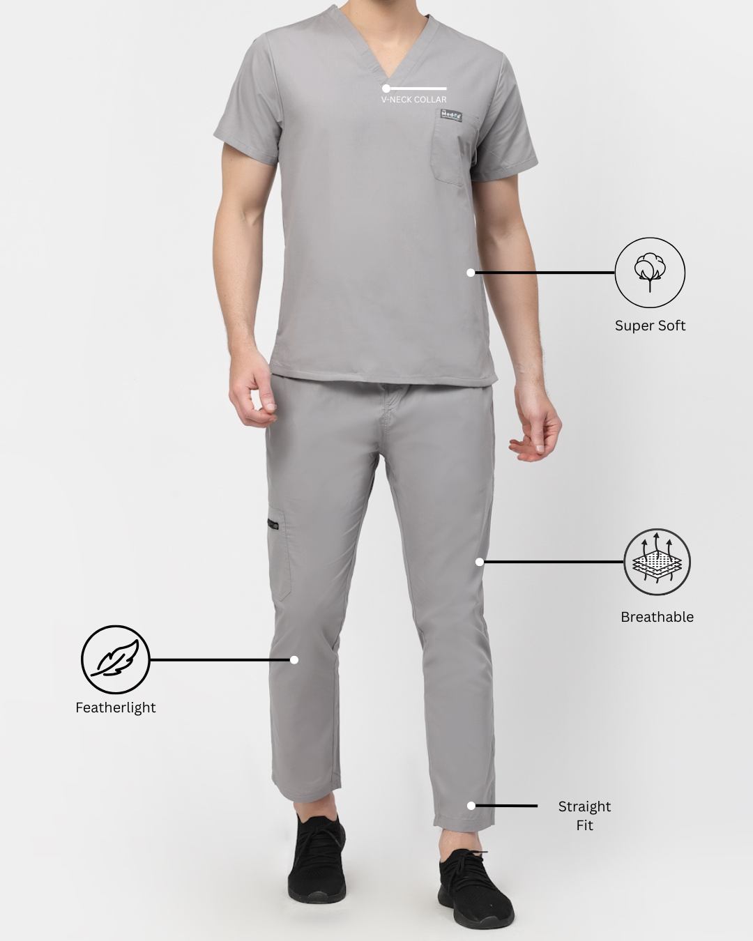 Classic Straight Pant Scrub Suit - (Graphite) (Men's)