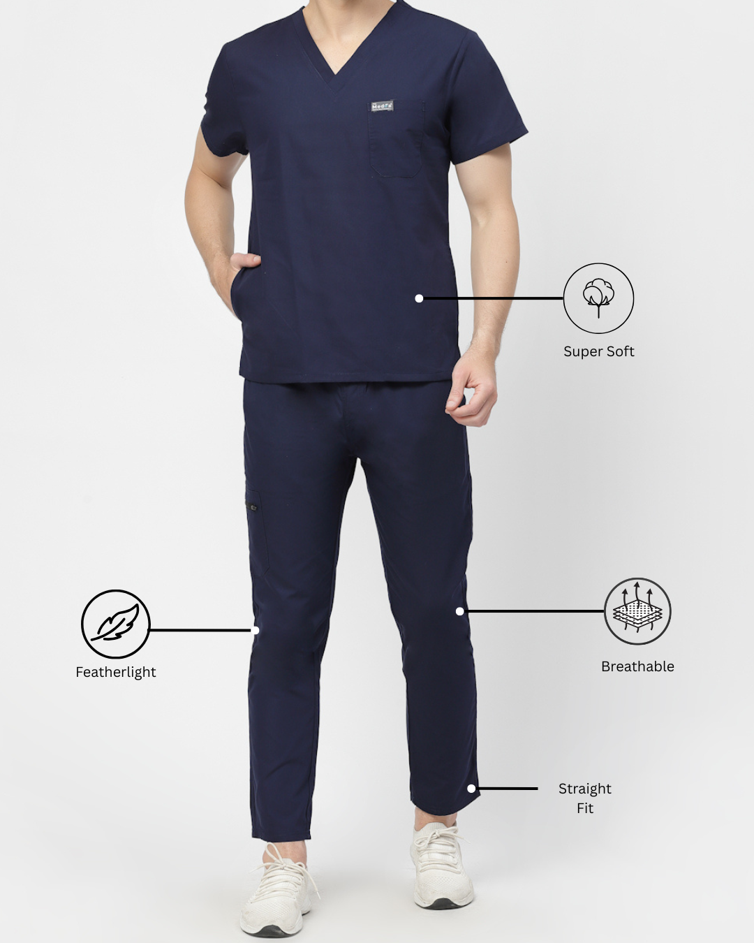 Classic Straight Pant Scrub Suit - (Navy Blue) (Men's)