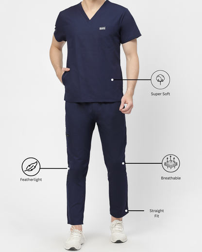 Classic Straight Pant Scrub Suit - (Navy Blue) (Men's)