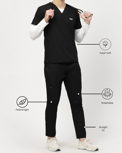 Classic Straight Pant Scrub Suit - (Black) (Men's)