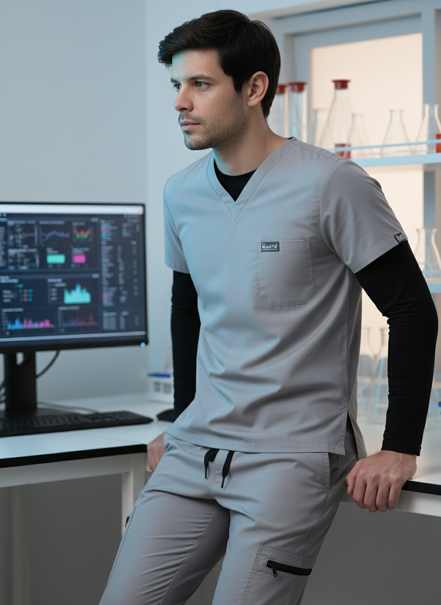 طقم بنطال رياضي كلاسيكي - (رمادي داكن) (رجالي)