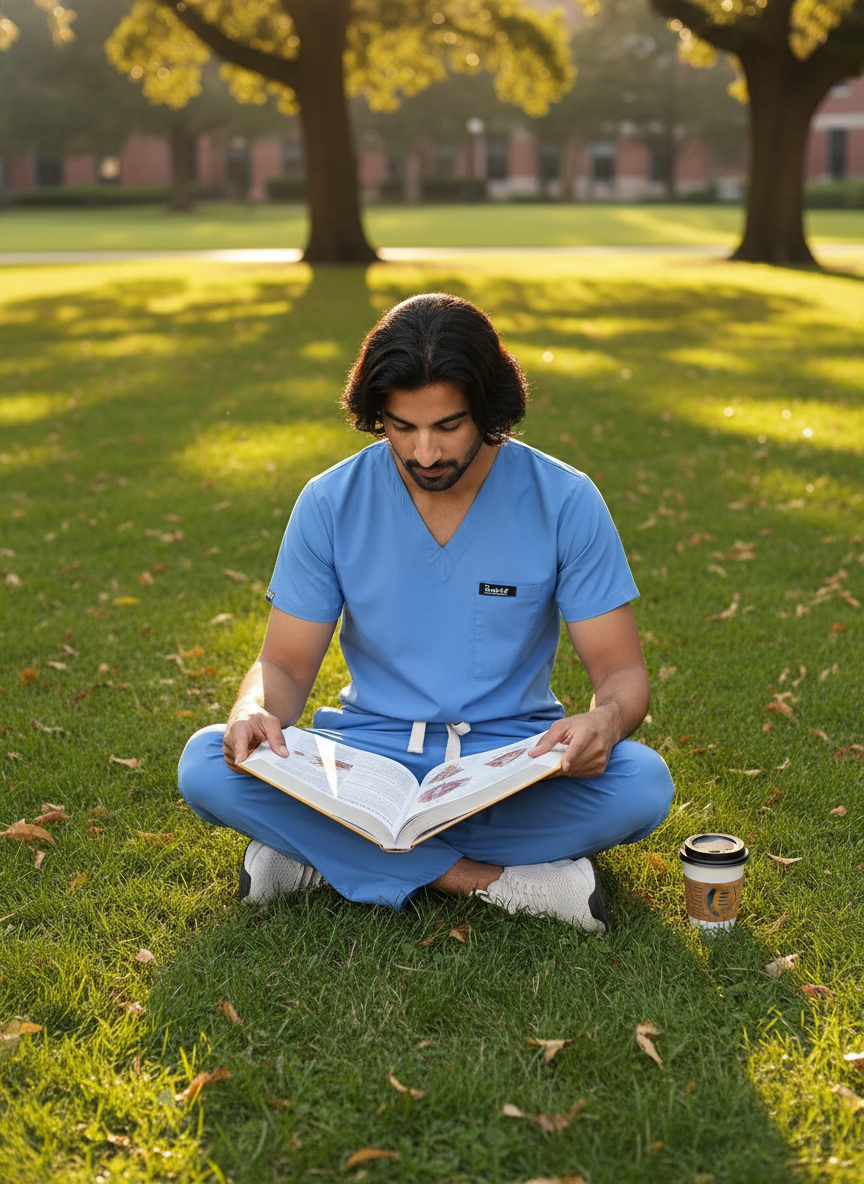 بدلة طبية أساسية - (أزرق سماوي) (رجالي)