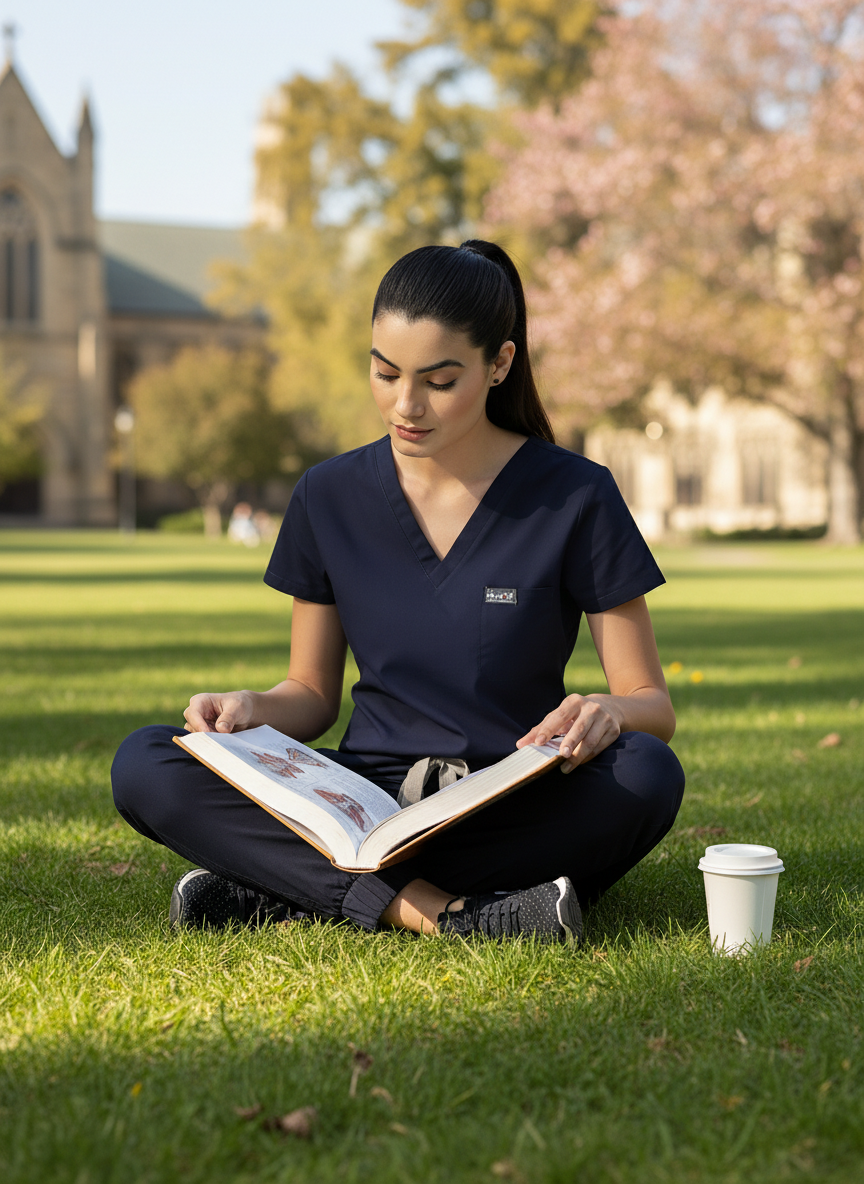 طقم ملابس طبية كلاسيكي مكون من بنطال رياضي - (أزرق داكن) (نسائي)