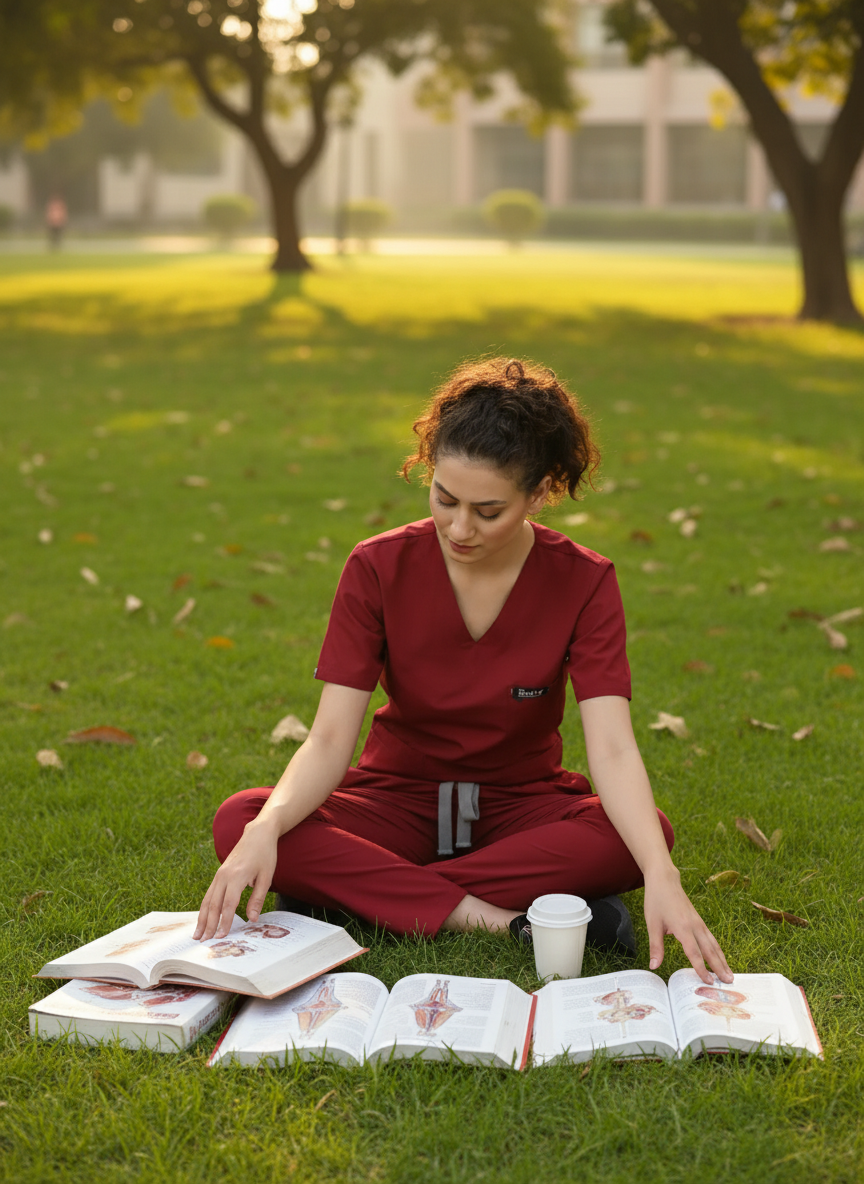 بدلة طبية أساسية - (لون عنابي) (نسائية)