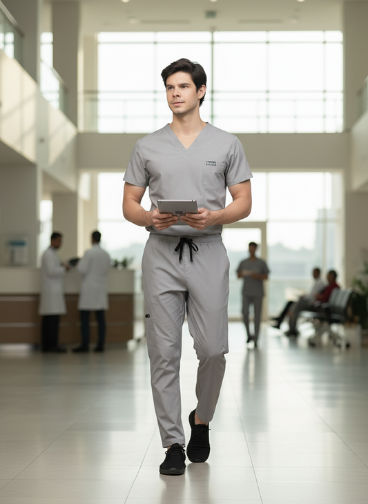 Classic Straight Pant Scrub Suit - (Graphite) (Men's)
