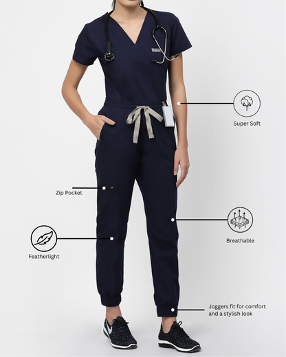Classic Jogger Pant Scrub Suit - (Navy Blue) (Women's)