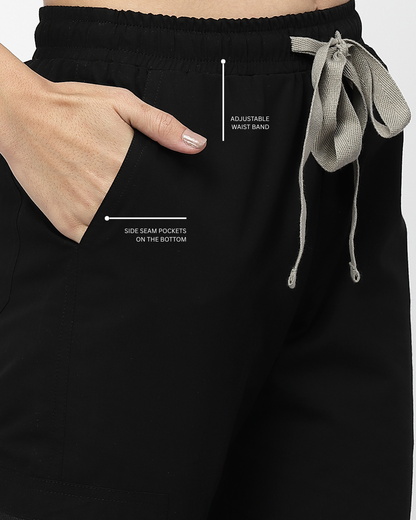 Classic Straight Pant Scrub Suit - (Black) (Women's)