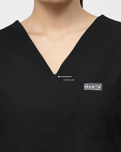 Classic Straight Pant Scrub Suit - (Black) (Women's)