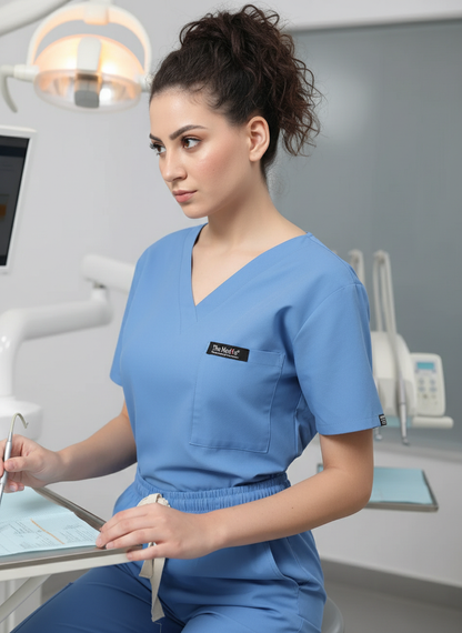 بدلة طبية أساسية - (أزرق سماوي) (نسائية)