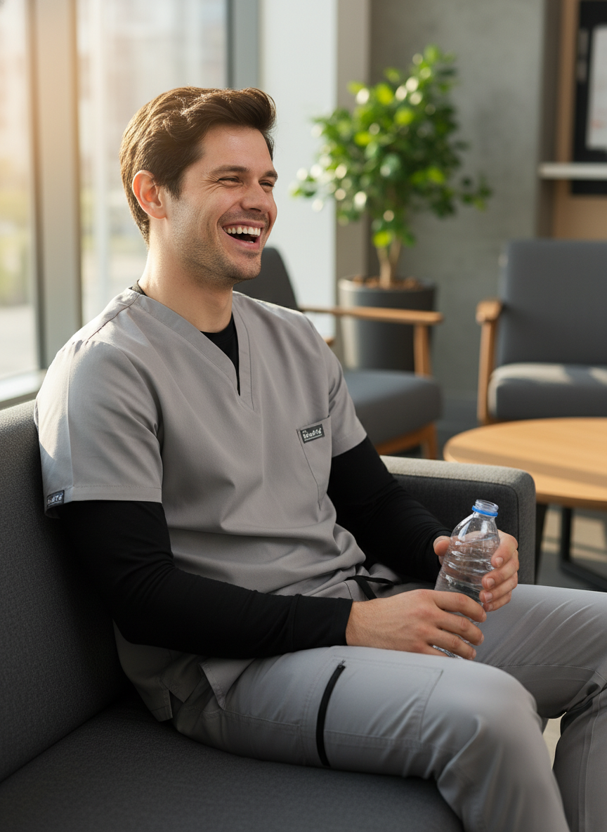 طقم بنطال رياضي كلاسيكي - (رمادي داكن) (رجالي)