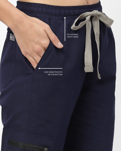 Classic Straight Pant Scrub Suit - (Navy Blue) (Women's)