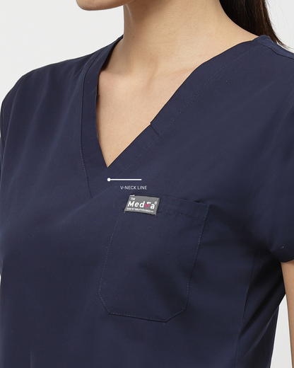 Classic Straight Pant Scrub Suit - (Navy Blue) (Women's)