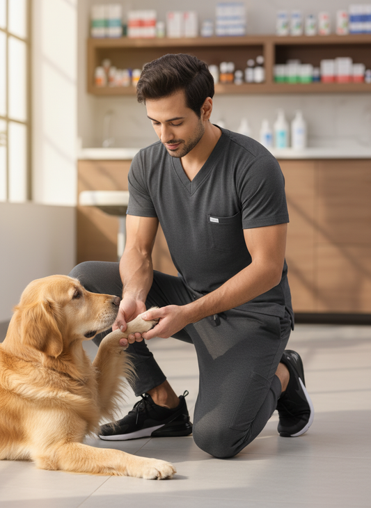 MedFa Dri-Fit Jogger Scrubs Suit-(Mens) (Grey)