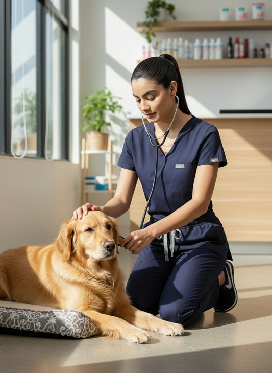 Classic Straight Pant Scrub Suit - (Navy Blue) (Women's)