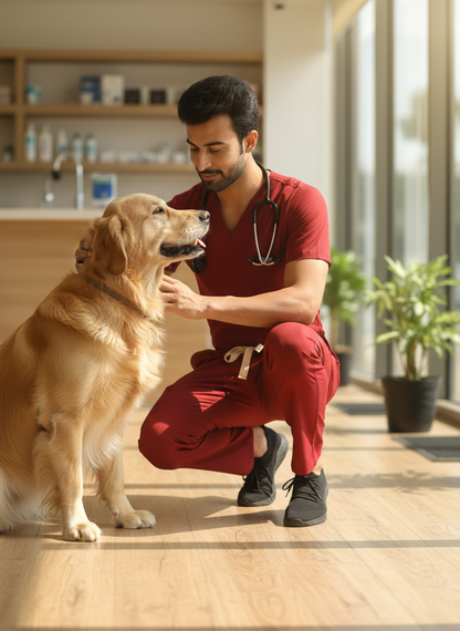 بدلة طبية أساسية - (لون عنابي) (رجالي)