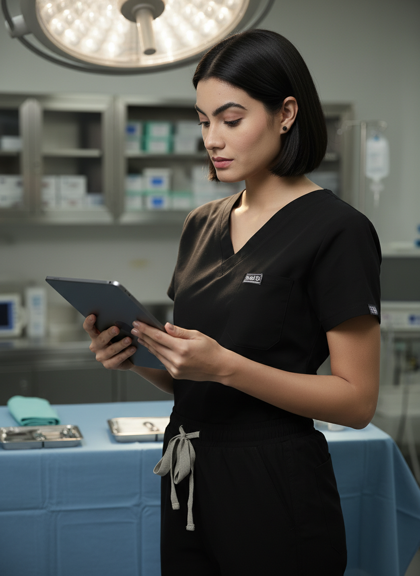 طقم ملابس طبية كلاسيكي مكون من بنطال رياضي - (أسود) (نسائي)