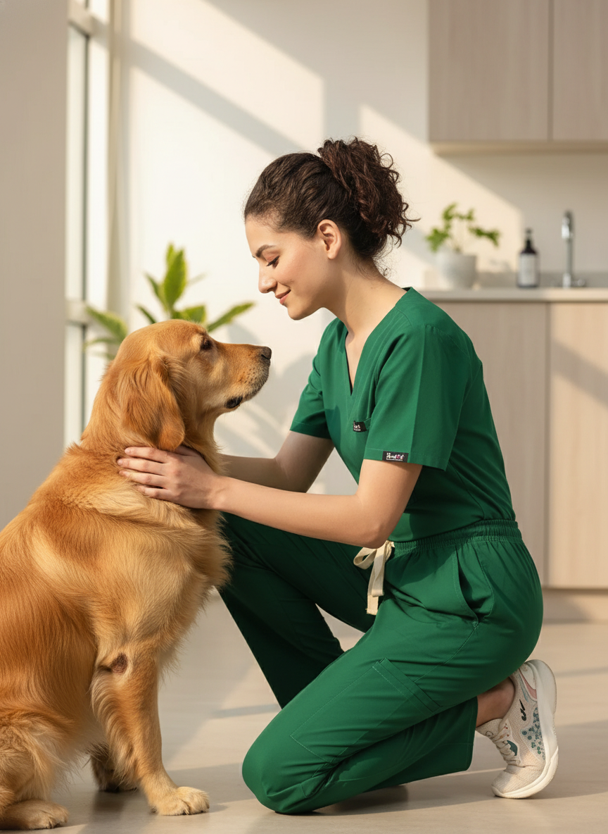 بدلة طبية أساسية - (أخضر غامق) (نسائية)