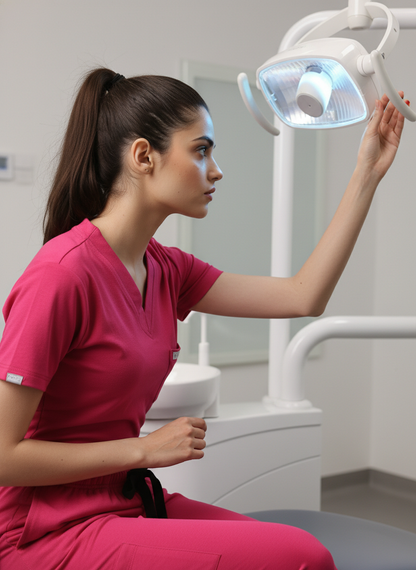 MedFa Dri-Fit Jogger Scrubs Suit-(Womens) (Shocking Pink)