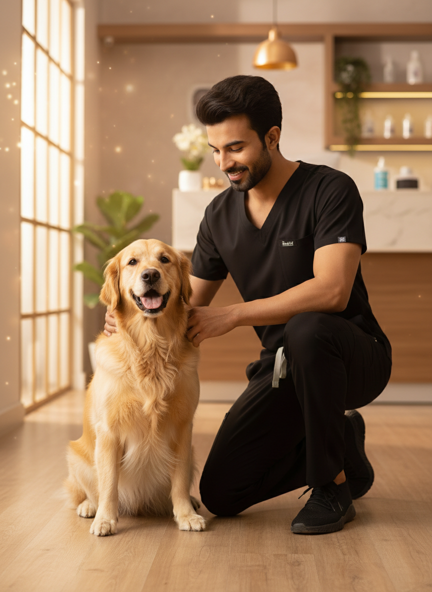 بدلة طبية أساسية - (أسود) (رجالي)