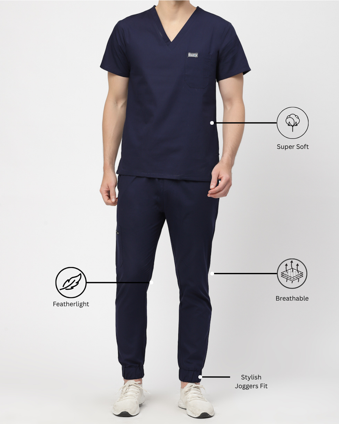 Classic Jogger Pant Scrub Suit - (Navy Blue) (Men's)