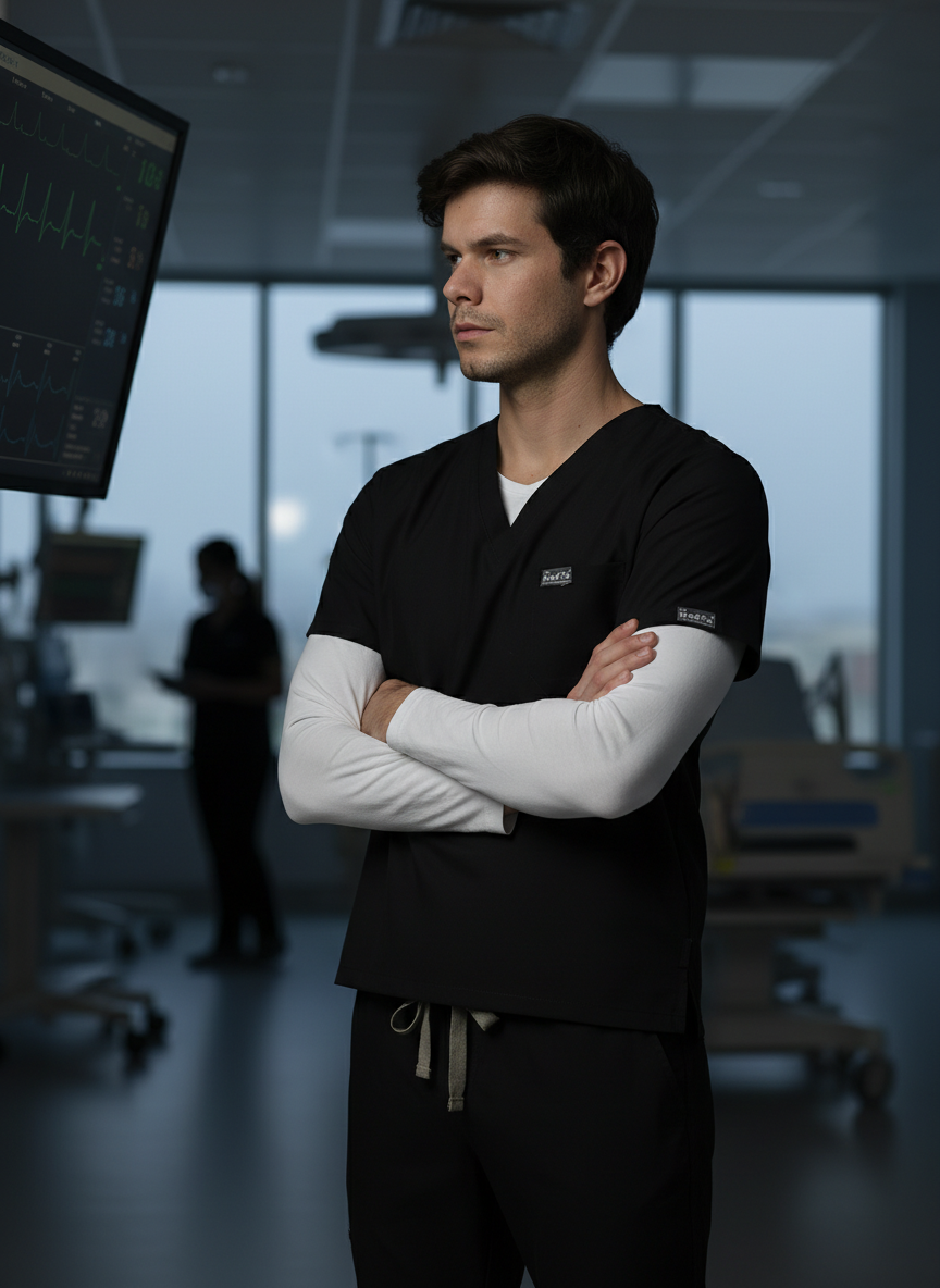 Classic Straight Pant Scrub Suit - (Black) (Men's)