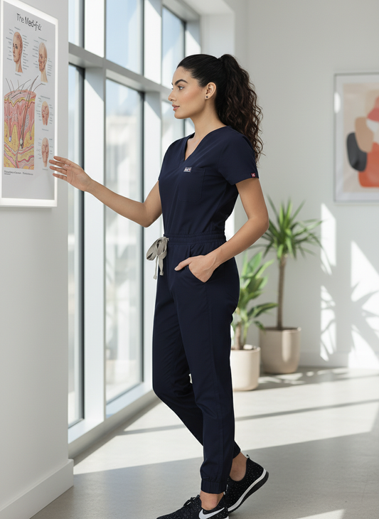 Classic Jogger Pant Scrub Suit - (Navy Blue) (Women's)