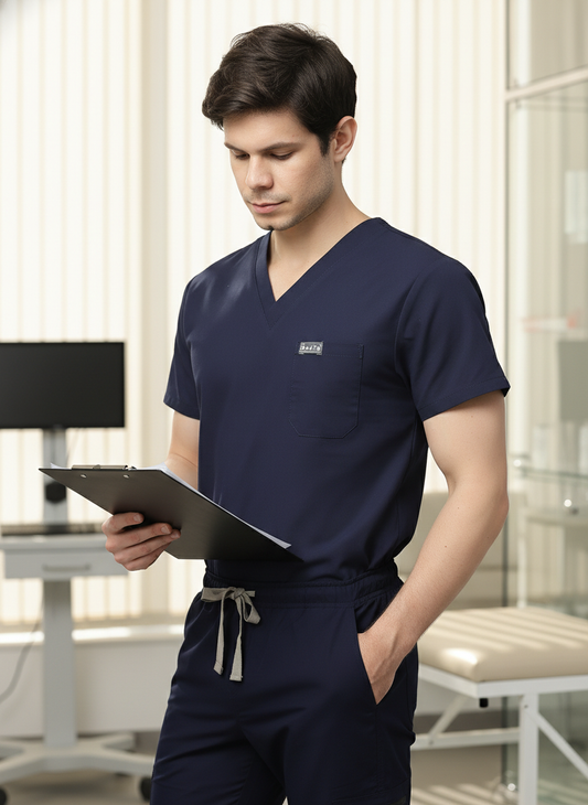 Classic Straight Pant Scrub Suit - (Navy Blue) (Men's)