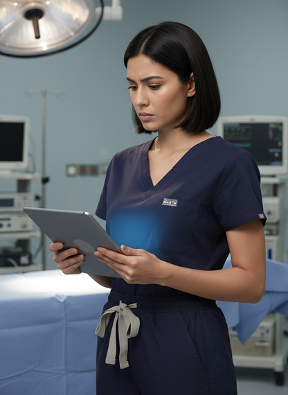 بدلة طبية كلاسيكية ببنطال مستقيم - (أزرق داكن) (نسائية)