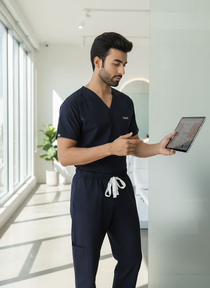 بدلة طبية أساسية - (كحلي) (رجالي)