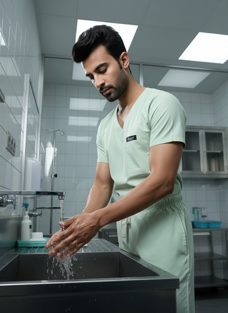 بدلة طبية أساسية - (لون اليشم) (رجالي)