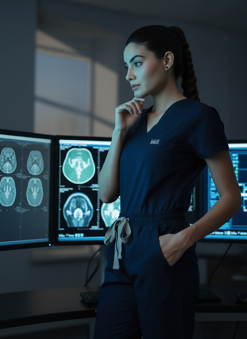 طقم ملابس طبية كلاسيكي مكون من بنطال رياضي - (أزرق داكن) (نسائي)