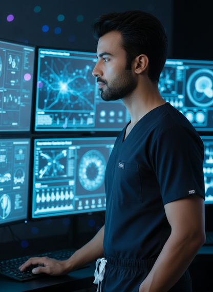 بدلة طبية أساسية - (كحلي) (رجالي)