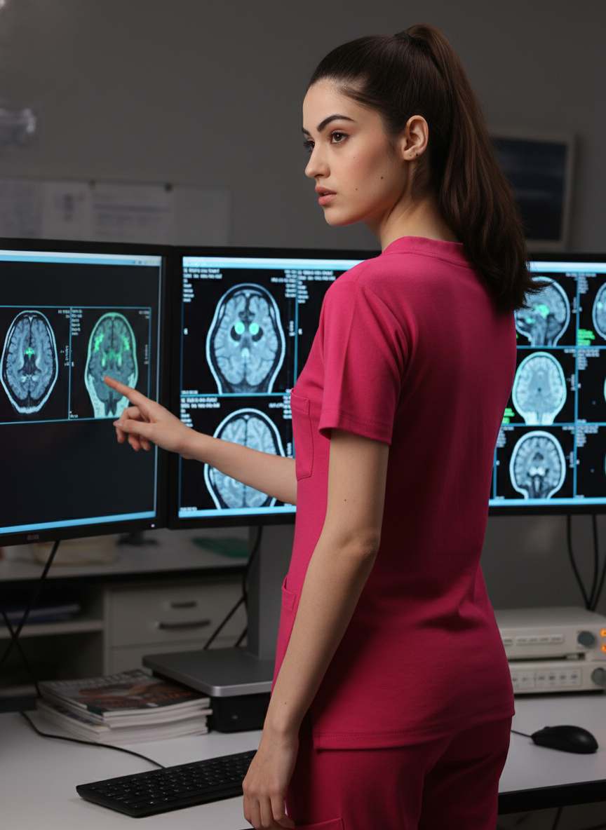 MedFa Dri-Fit Jogger Scrubs Suit-(Womens) (Shocking Pink)