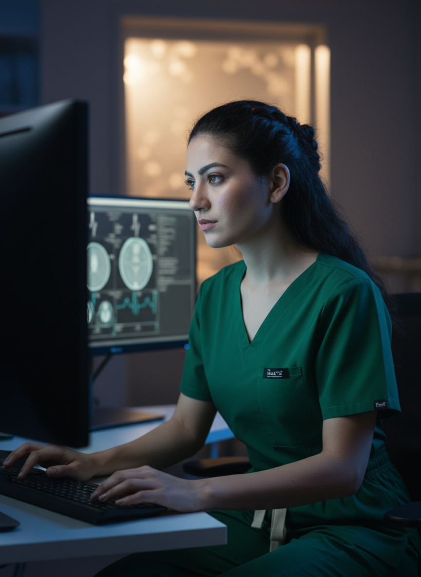 بدلة طبية أساسية - (أخضر غامق) (نسائية)