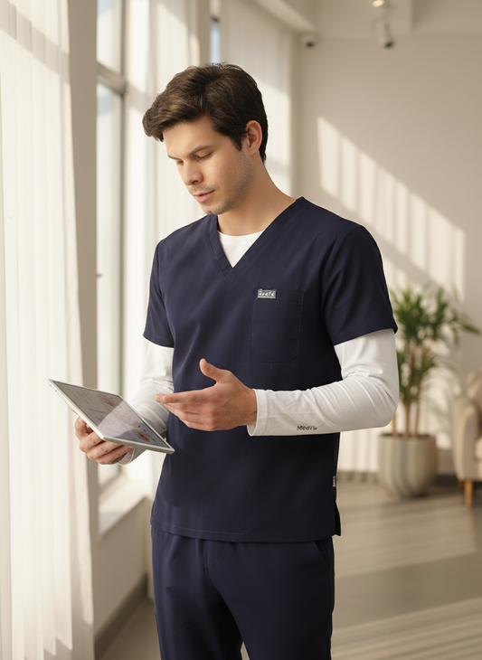 Classic Jogger Pant Scrub Suit - (Navy Blue) (Men's)