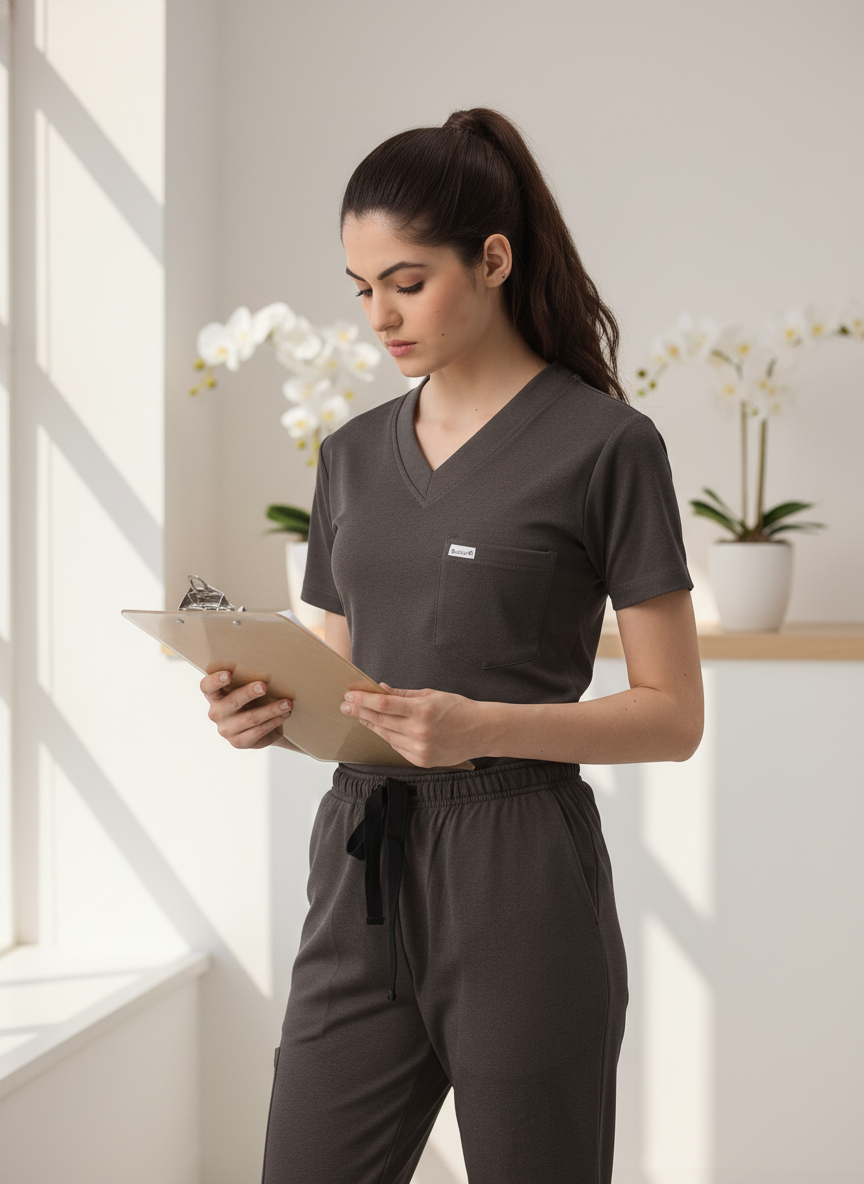 MedFa Dri-Fit Jogger Scrubs Suit-(Womens) (Mocha Brown)