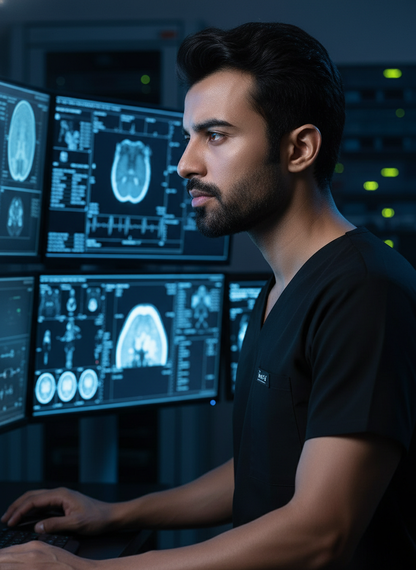 بدلة طبية أساسية - (أسود) (رجالي)