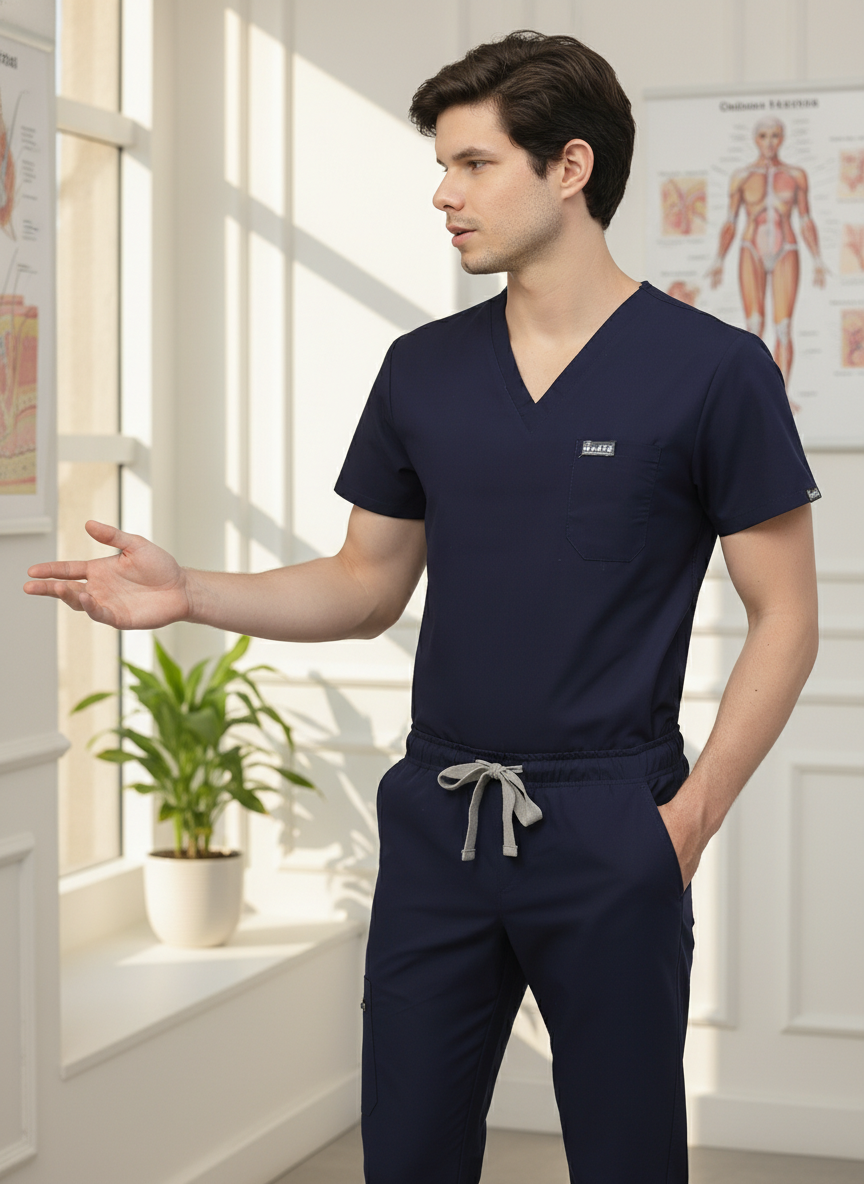 طقم بنطال رياضي كلاسيكي - (أزرق داكن) (رجالي)