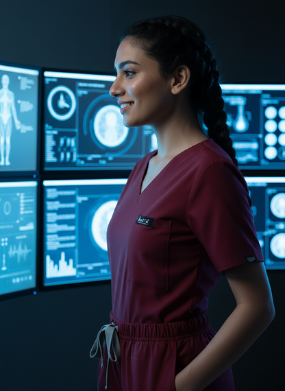 بدلة طبية أساسية - (لون عنابي) (نسائية)