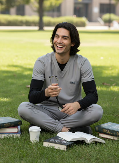 طقم بنطال رياضي كلاسيكي - (رمادي داكن) (رجالي)