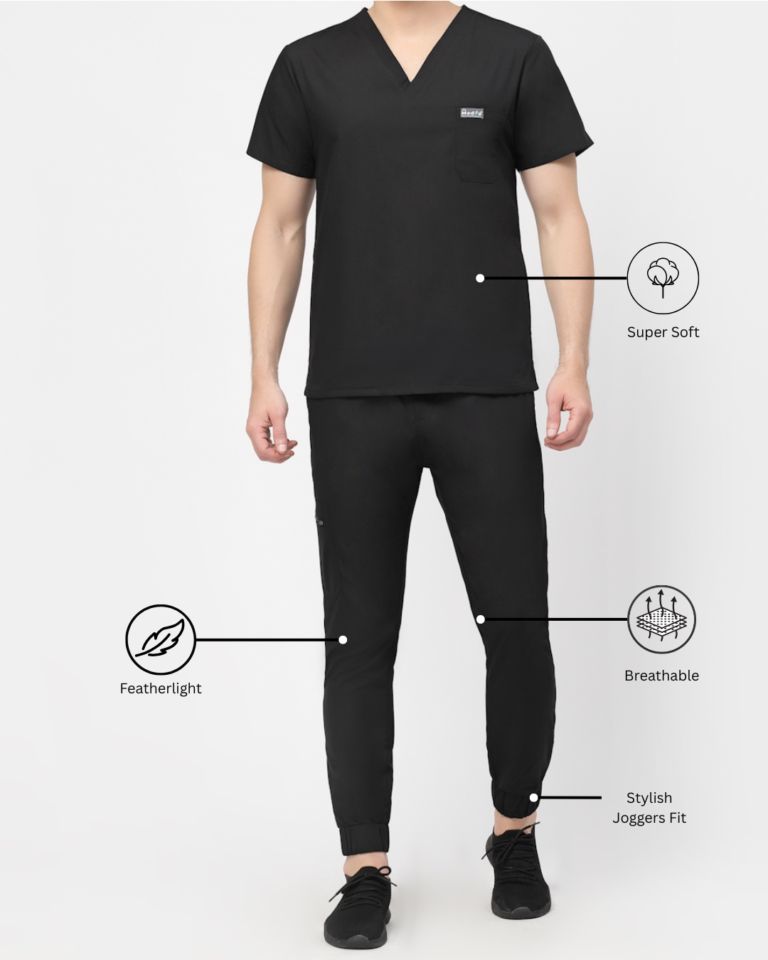 Classic Jogger Pant Scrub Suit - (Black) (Men's)