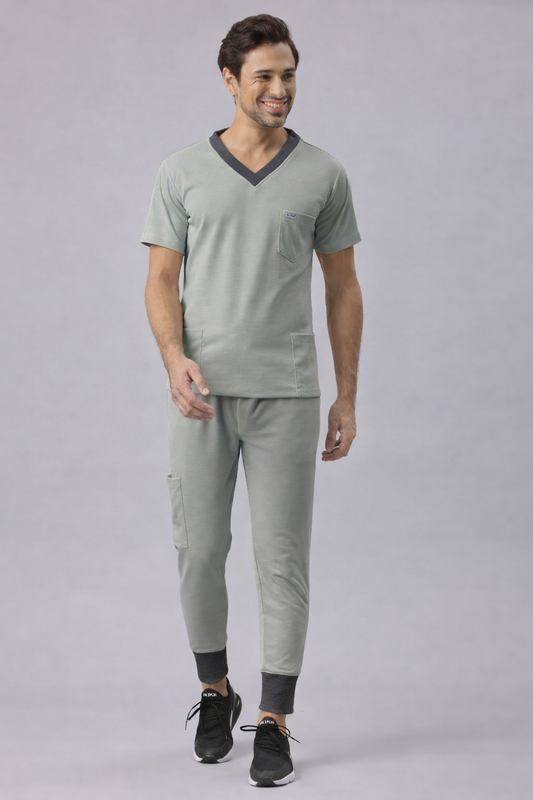 MedFa Dri-Fit Jogger Scrubs Suit-(Mens) (Light Grey)