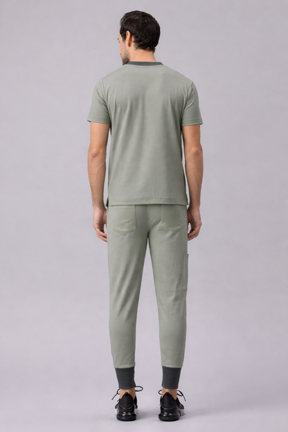 MedFa Dri-Fit Jogger Scrubs Suit-(Mens) (Light Grey)